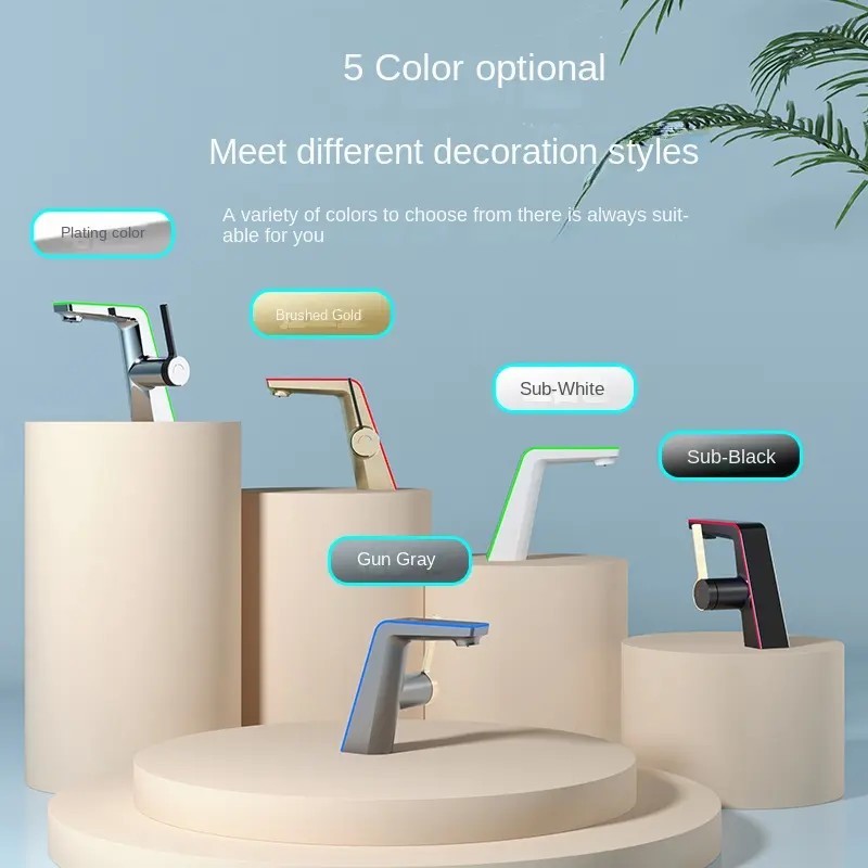 Bathroom Basin Faucet Mixer Tap with Light and Temperature Display