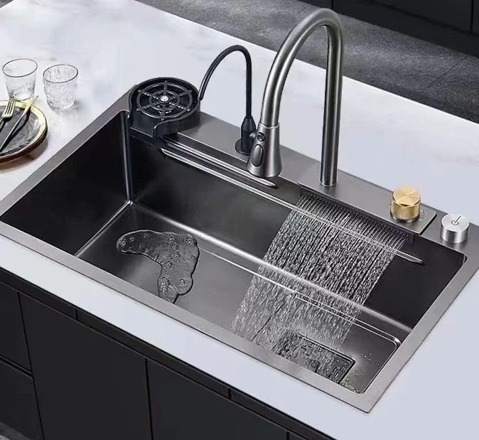 Fregadero de cocina de acero inoxidable Con grifo Lavabo de multifución