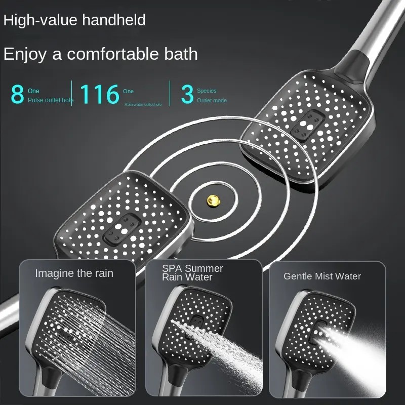 Bathroom Intelligent Piano Digital Display Faucet Rainfall Shower set Thermostat Mixer Tap
