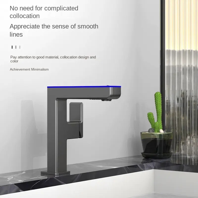 Bathroom Basin Faucet Mixer Tap with Light and Temperature Display