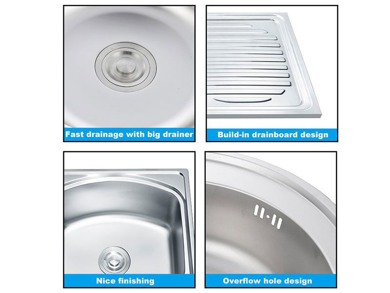 Fregadero de cocina de acero inoxidable Lavabo de doble tazón con tablero de drenaje