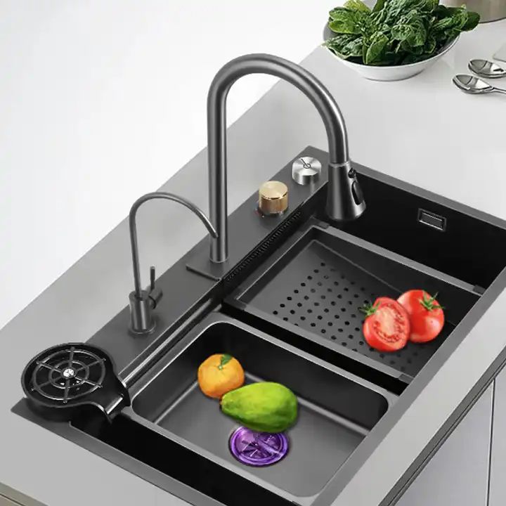 Fregadero de cocina de acero inoxidable Con grifo Lavabo de multifución