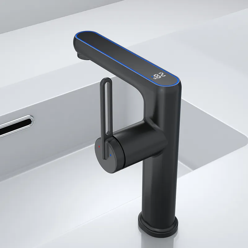 Grifo eléctrico de lavabo Grifería con pantalla de LED y temperatura digital