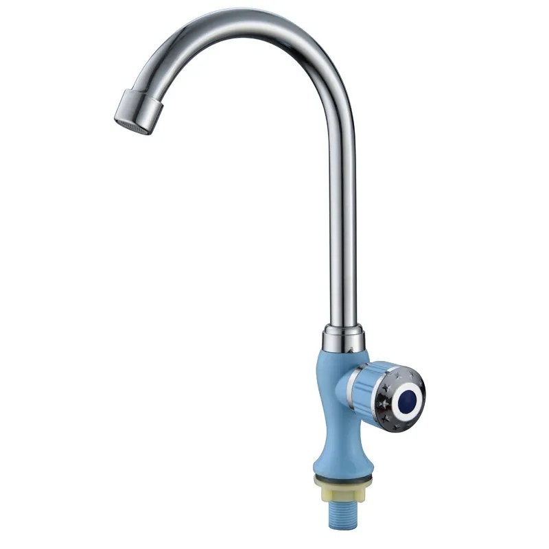 Grifo de cocina de plástico ABS Grifería mezcladora de pico largo giratorio