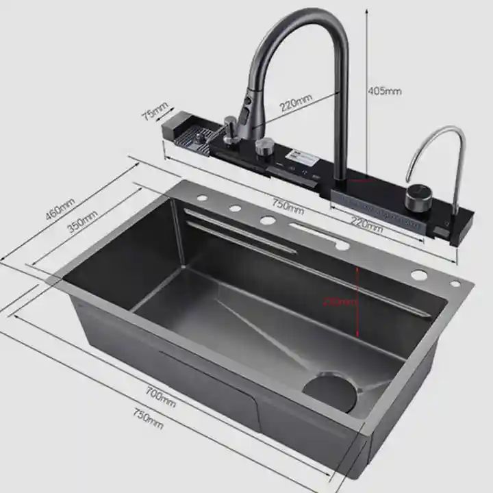 Fregadero de cocina de acero inoxidable Lavabo con pantalla digital