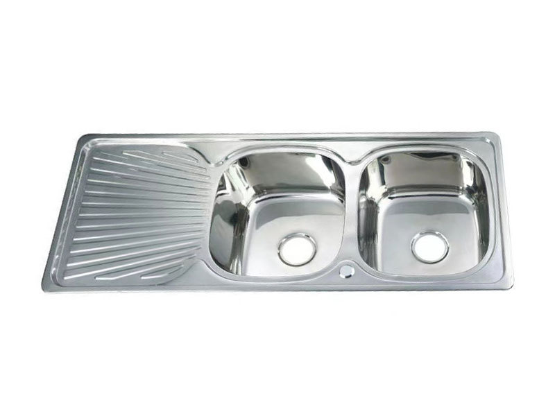 Fregadero de cocina de acero inoxidable Lavabo de doble tazón con tablero de drenaje