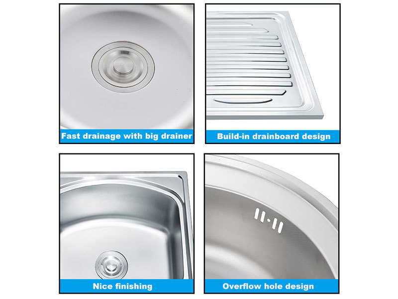 Fregadero de cocina de acero inoxidable Lavabo de doble tazón con tablero de drenaje