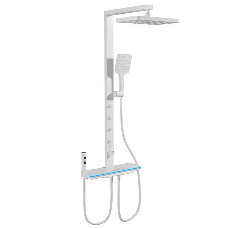 Bathroom Exposed Wall-Mounted Piano Key Shower Set with Thermostatic Faucets