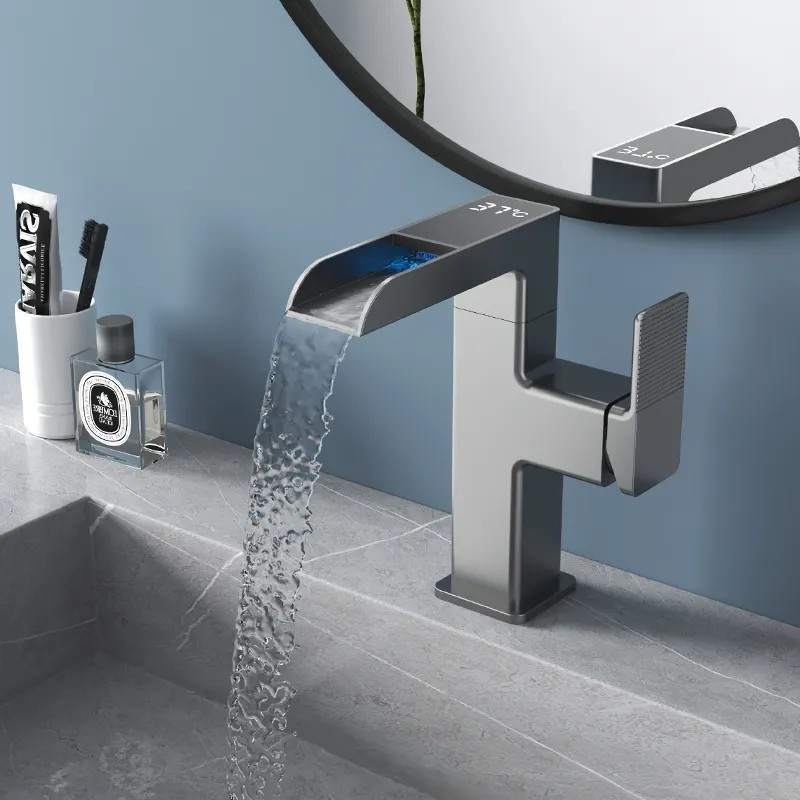 Grifo eléctrico de lavabo Grifería con pantalla de LED y temperatura digital