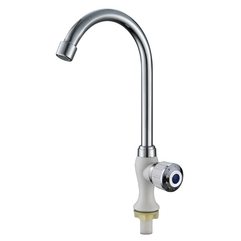Grifo de cocina de plástico ABS Grifería mezcladora de pico largo giratorio