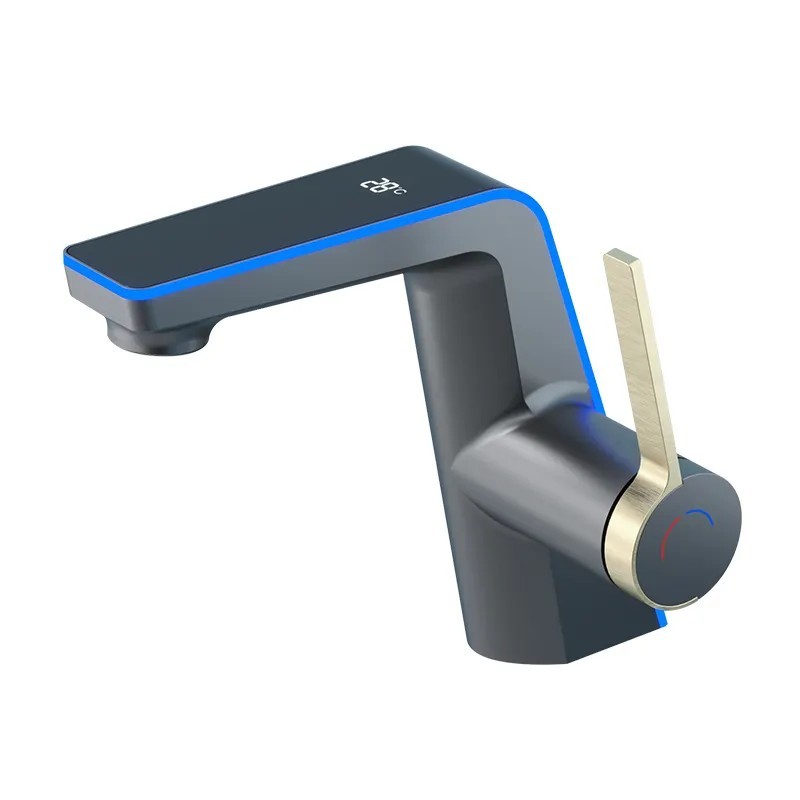 Bathroom Basin Faucet Mixer Tap with Light and Temperature Display