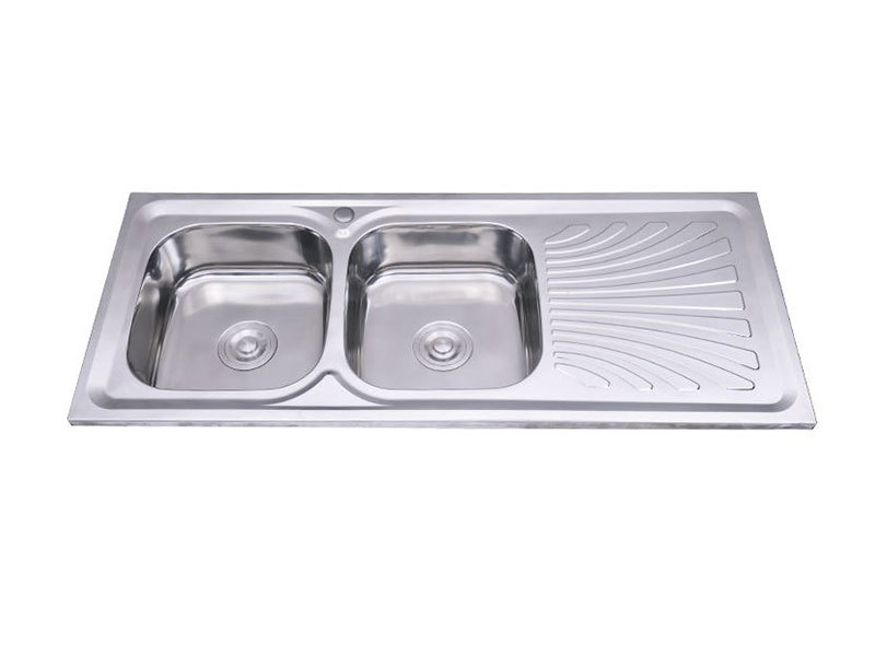 Fregadero de cocina de acero inoxidable Lavabo de doble tazón con tablero de drenaje
