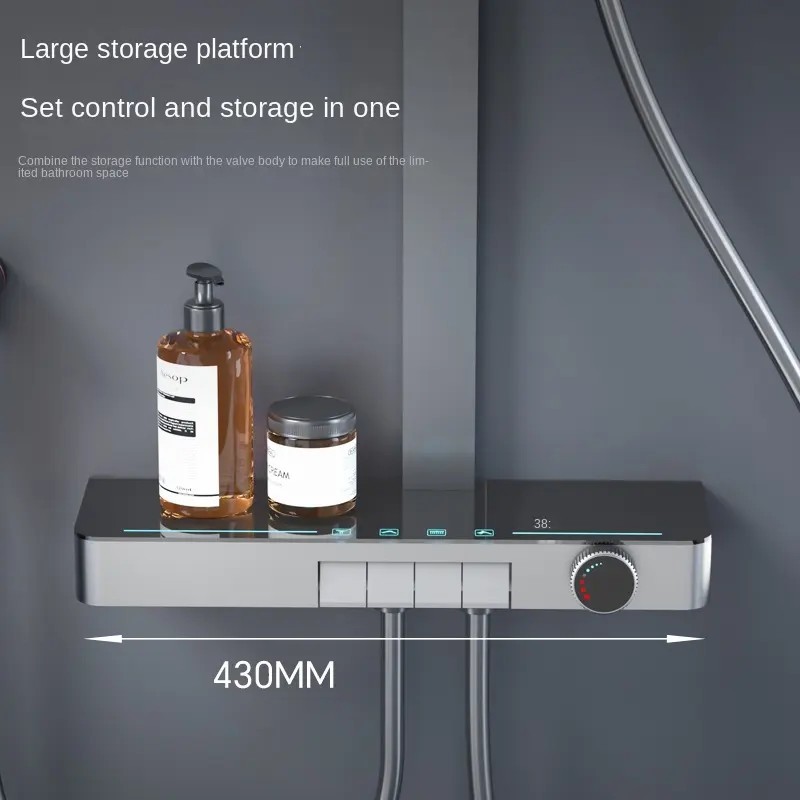 Bathroom Intelligent Piano Digital Display Faucet Rainfall Shower set Thermostat Mixer Tap