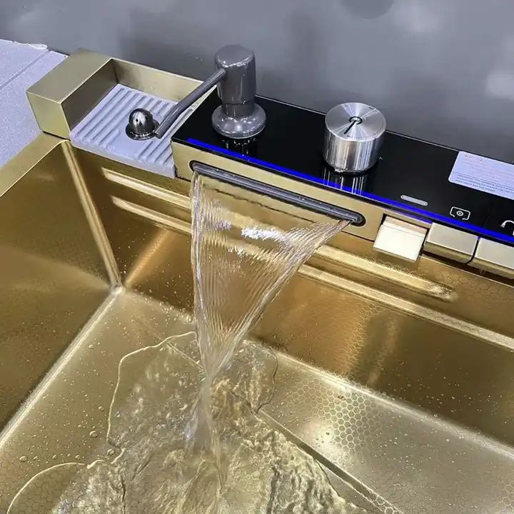Stainless Steel Kitchen Sink Handmade Waterfall Kitchen Sink With Digital Display