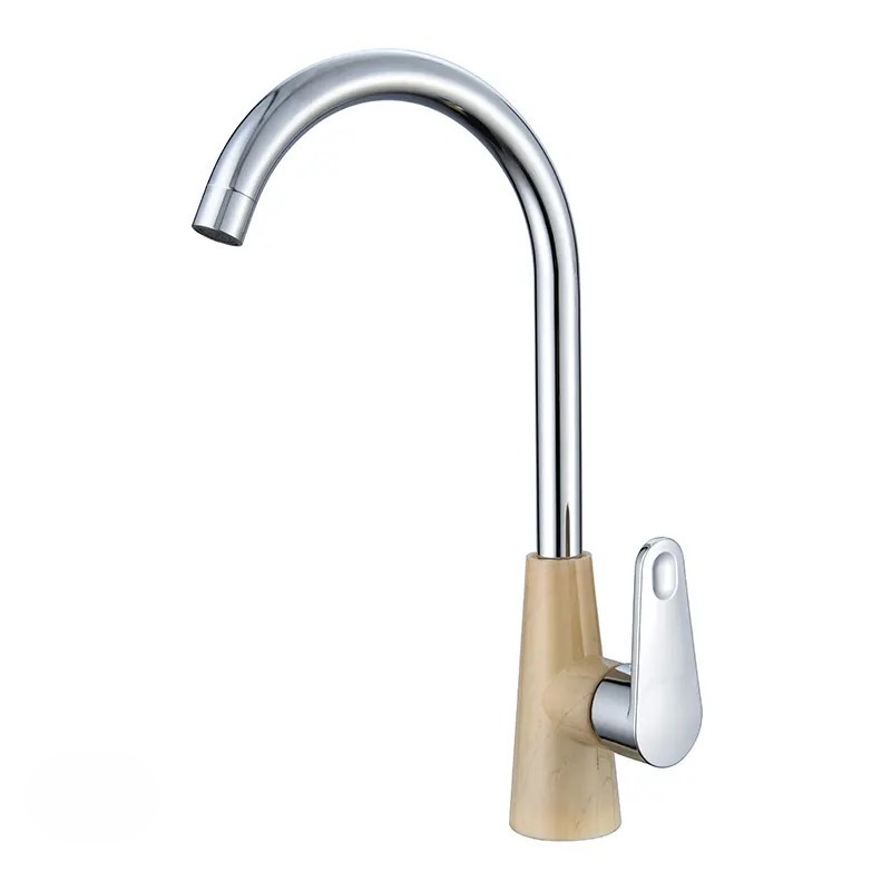 Grifo de cocina de plástico ABS Patrón Esmeralda Grifería mezcladora de pico largo giratorio