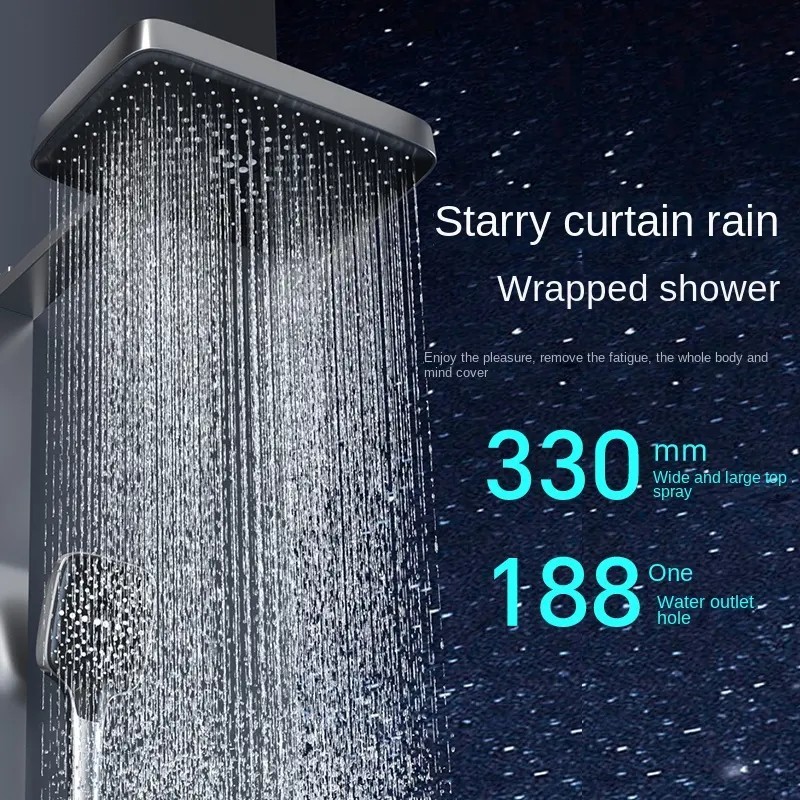 Bathroom Intelligent Piano Digital Display Faucet Rainfall Shower set Thermostat Mixer Tap