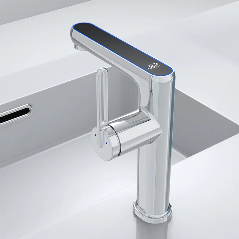 Grifo eléctrico de lavabo Grifería con pantalla de LED y temperatura digital