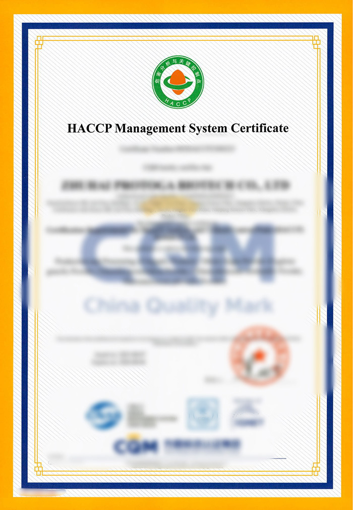 Certificado del Sistema de Gestión HACCP Certificado del Sistema de Gestión HACCP