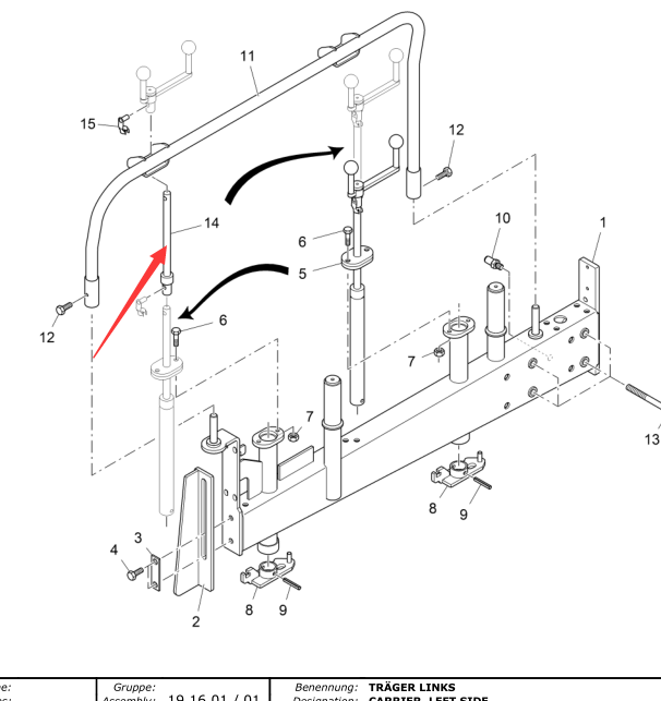 2060772 Side Plate Adjustment Extension Rod, Side Plate Parts, Asphalt Paver Parts, Paver Parts, Milling Machine Parts, Roller Parts