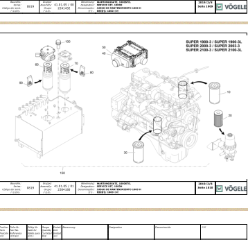 2241432 S2100-3 Paver Maintenance Package, Maintenance Package, Asphalt Paver Parts, Paver Parts, Milling Machine Parts, Roller Parts