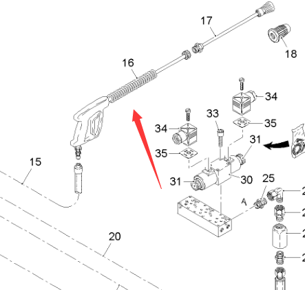 163262 High-pressure Cleaning Water Gun, Road Milling Machine Recycling Slipform Parts, Paver Parts, Milling Machine Parts, Roller Parts