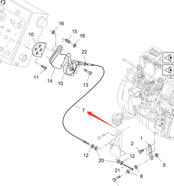 2229549 Throttle Cable, Engine, Asphalt Paver Parts, Paver Parts, Milling Machine Parts, Roller Parts