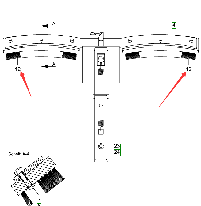 701041 Scraper Brush, Paver Parts, Milling Machine Parts, Roller Parts