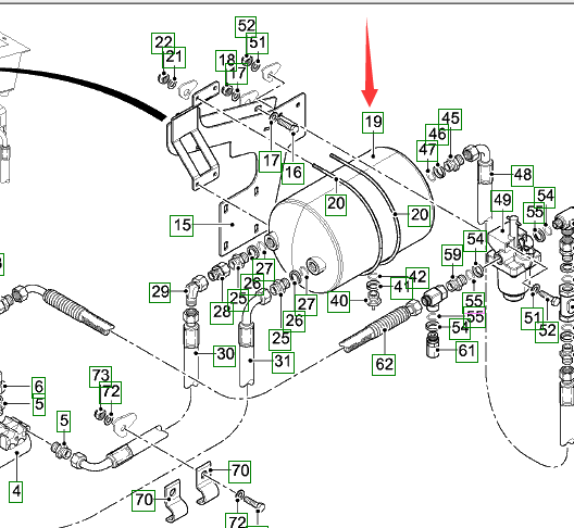 46114 Air Storage Tank, Road Milling Machine Recycling Slipform Accessories, Paver Parts, Milling Machine Parts, Roller Parts
