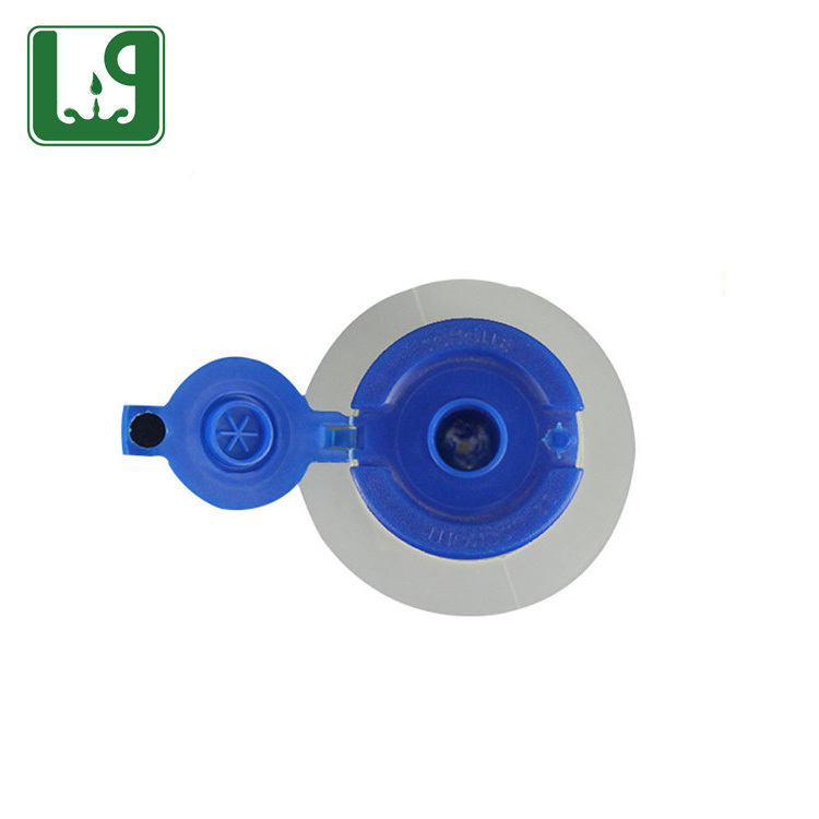 Flat rigid threaded plastic spout and gland