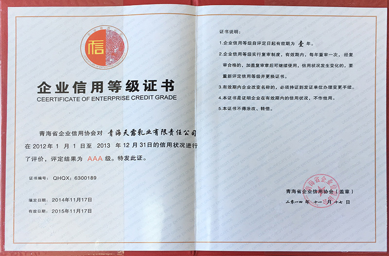 企业信息等级证书