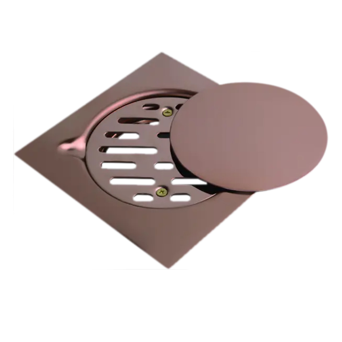 304 Stainless Steel Square Shower Drain with Strainer Rose Gold