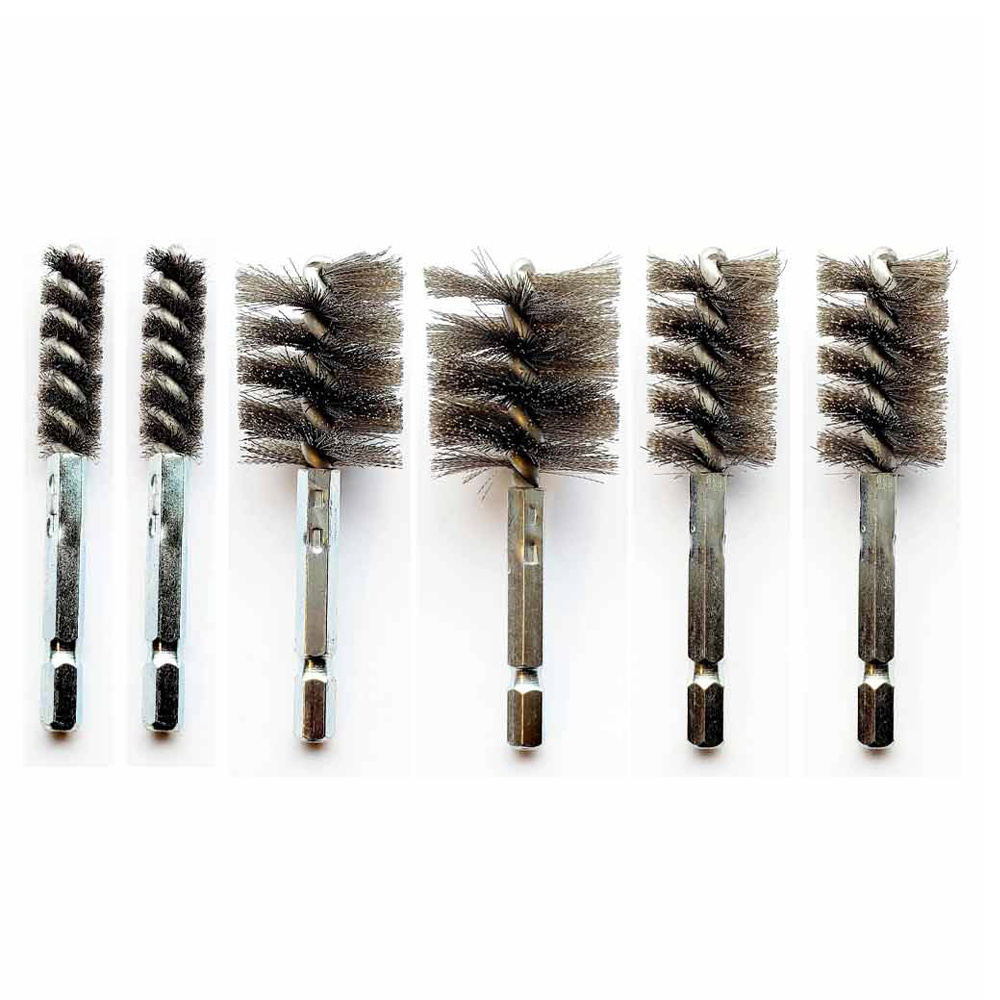Wheel stud wire brush