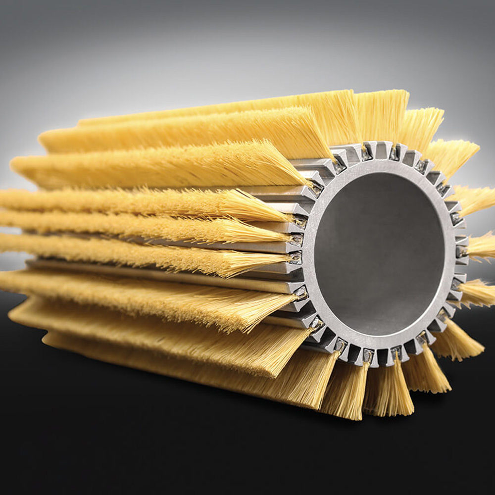 Axial strip roller brushes