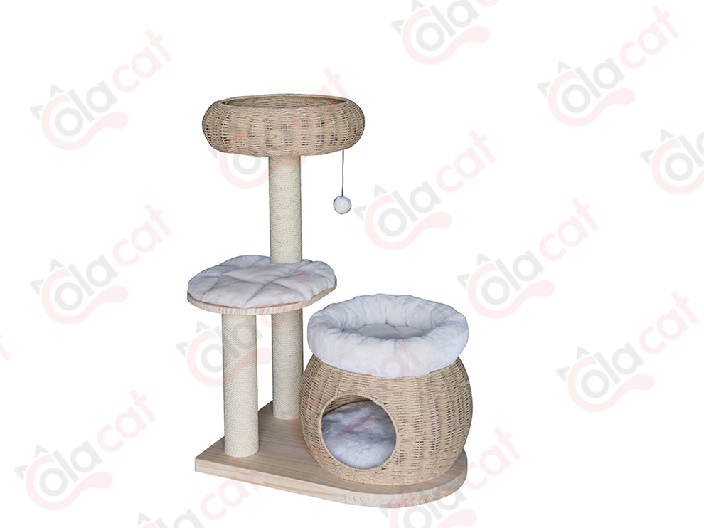 Solid wood paper rope series cat scratching tree MK210008