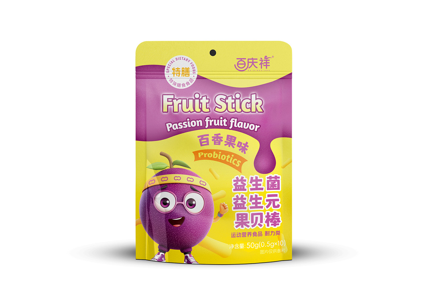 Probiotic stick, passion fruit flavor