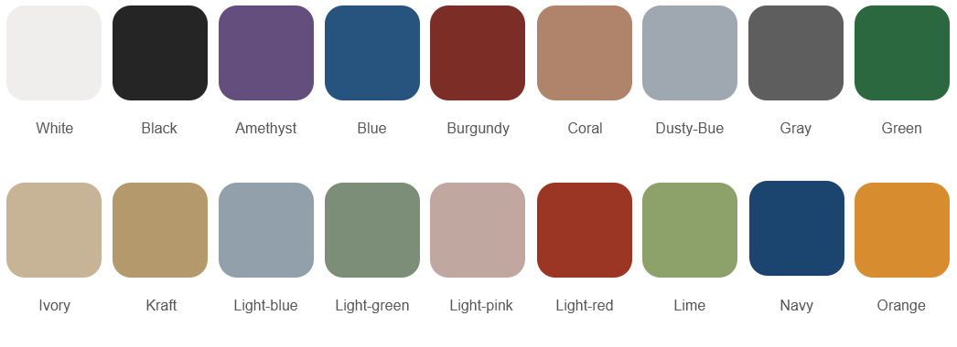 Color list of colored napkins