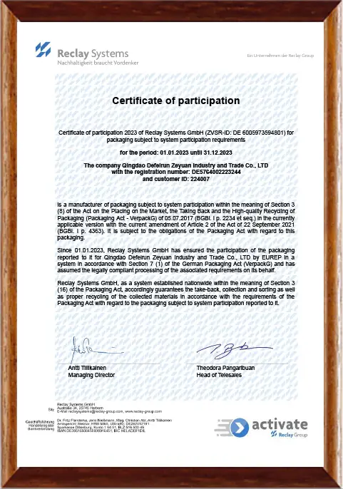 German Packaging Act 2023 Purchase of Recycling Certificates