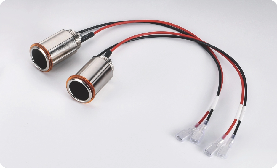 Cigarette lighter female socket with cable customization