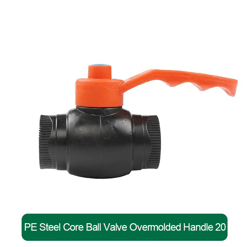 Copper core ball valve wrap-around plastic handle