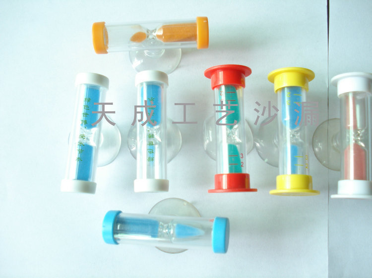 Factory Direct Tiancheng Plastic Crafts Brushing Hourglass Plastic Hourglass Timer Suction Cup Hourglass