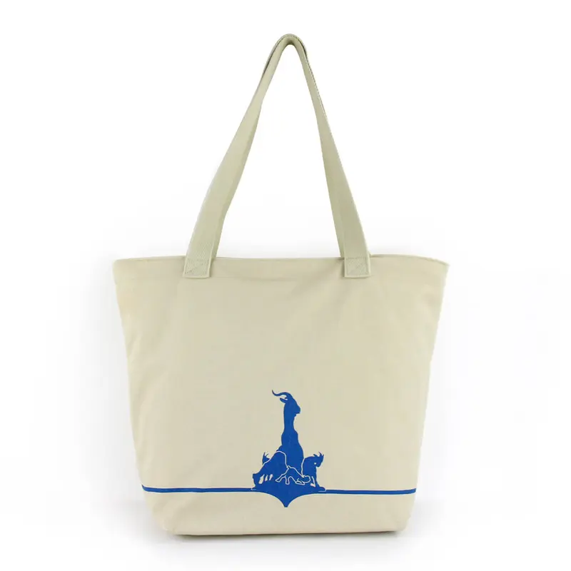 Big Canvas Zippered Tote Handy Shopper Bag Printed Canvas Bag