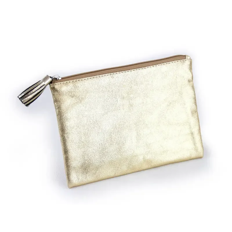 Laminated Gold Canvas Make up Bag