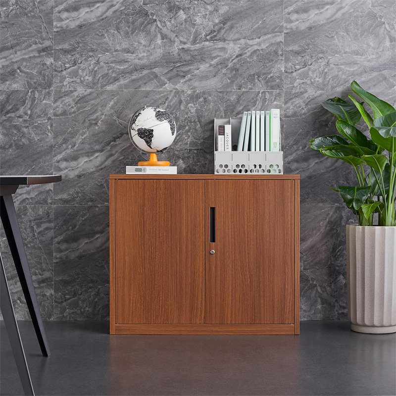 Wood grain small cabinet with 2 doors