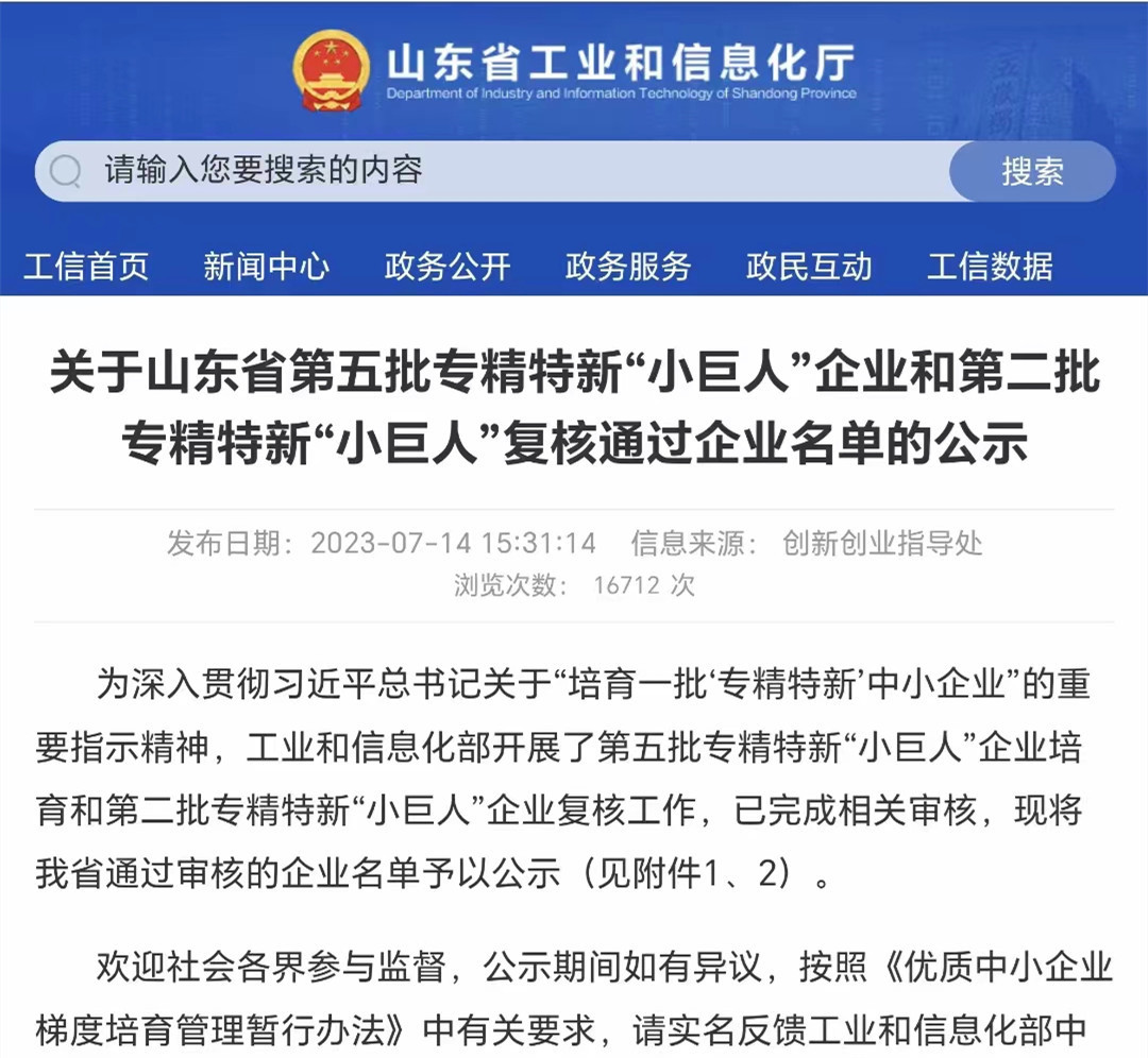 山東泰開精密鑄造有限公司入選國家級(jí)專精特新“小巨人”企業(yè)