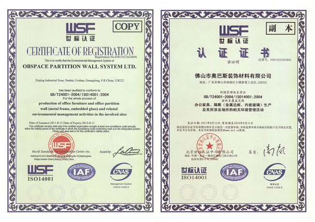 ISO14001 Certification ISO14001 Certification