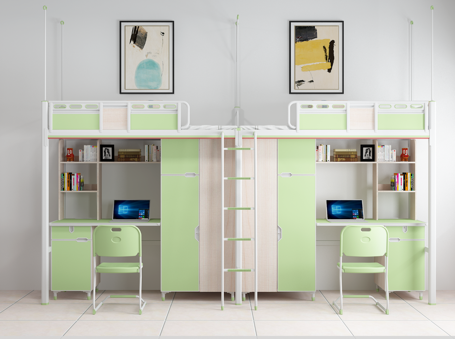 Four-person dorm room bunk bed