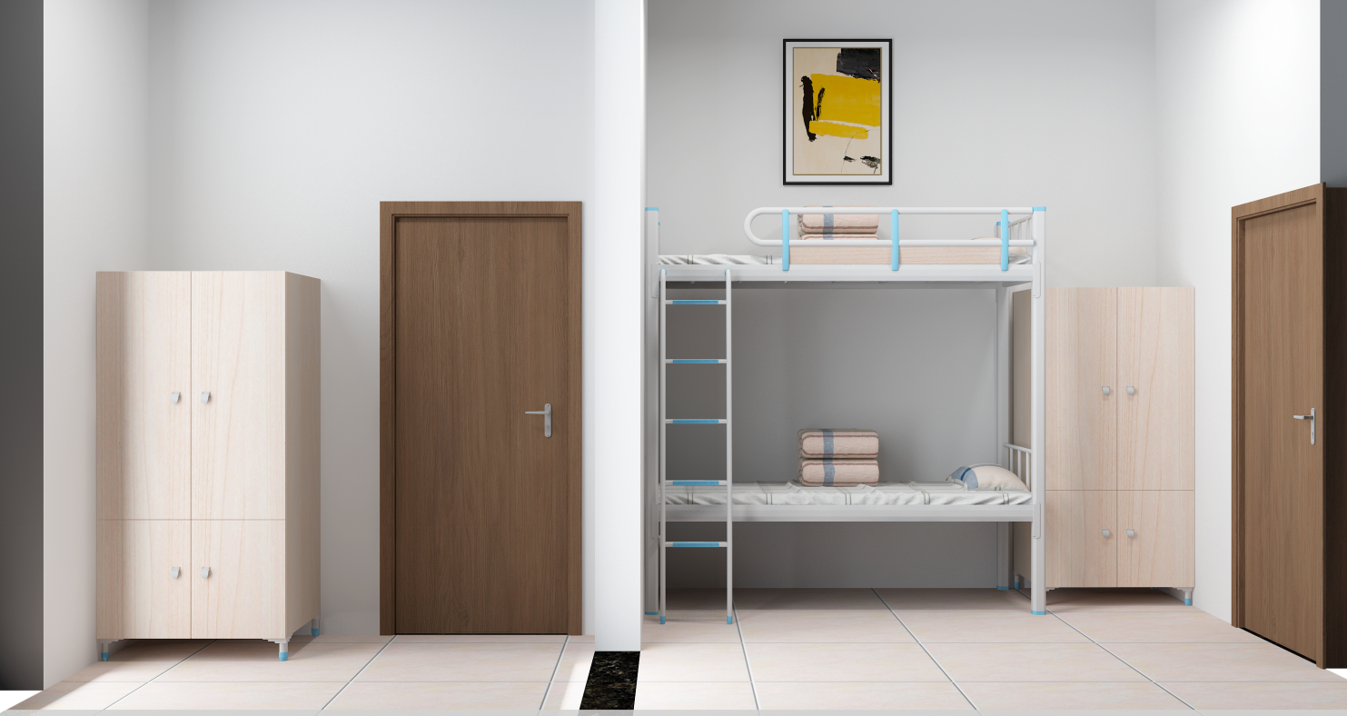 Four-person dorm room bunk bed