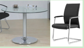 Glass round table + 4 chairs