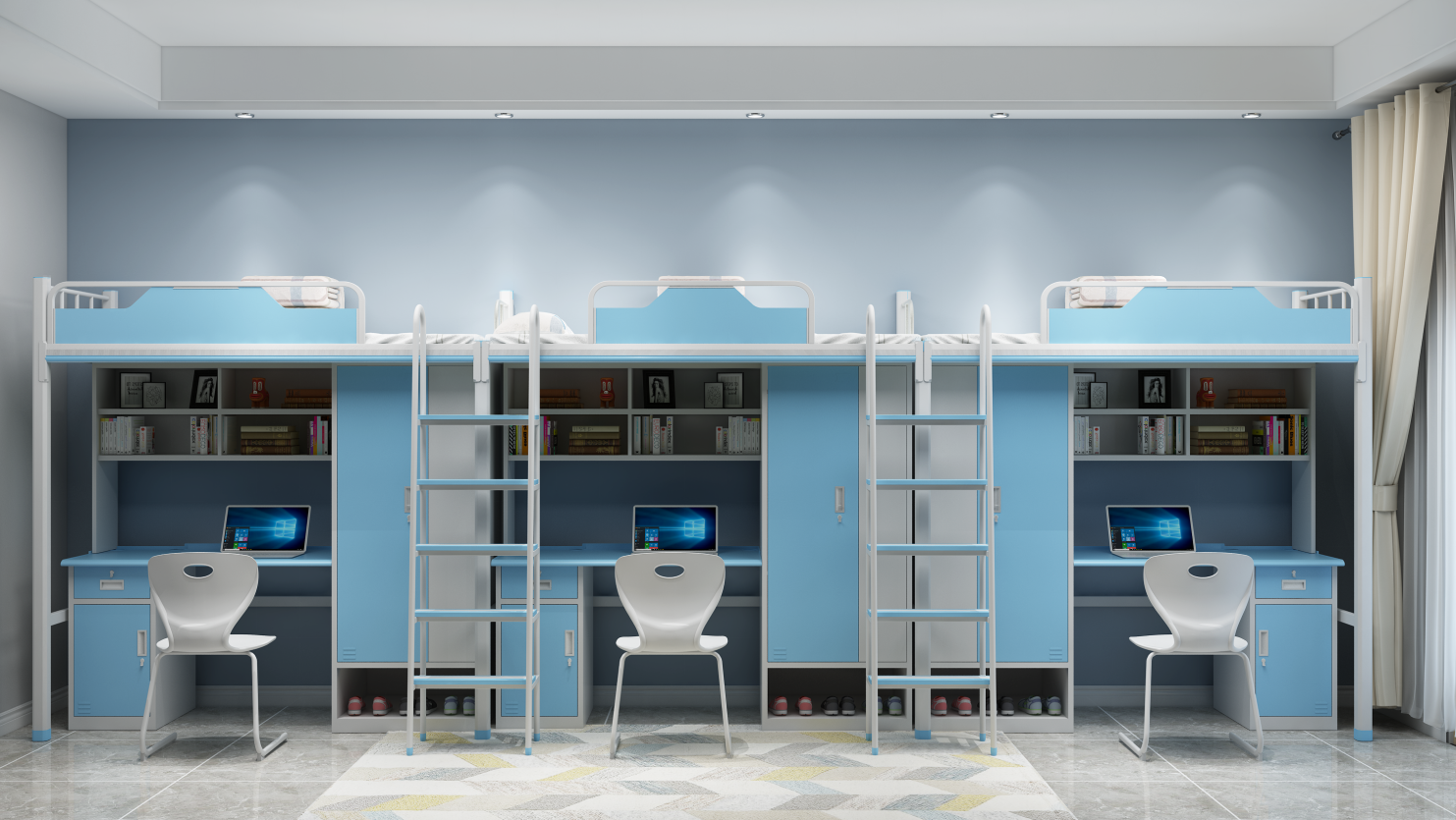 Six-person dorm bunk bed