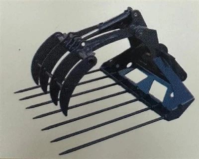 The mini skid steer loader with grass forks
